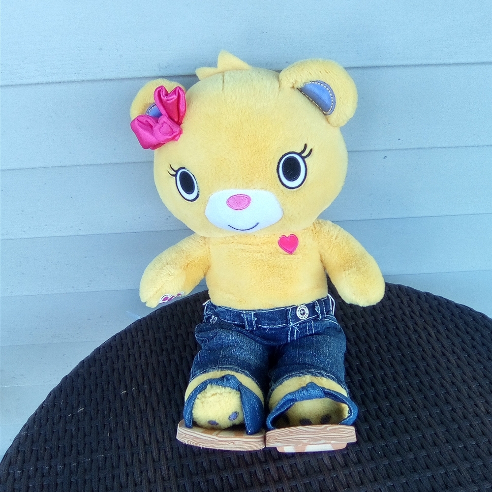 BUILD-A- BEAR WORKSHOP Yellow Teddy Bear with Pink Bow - Picture 3 of 8